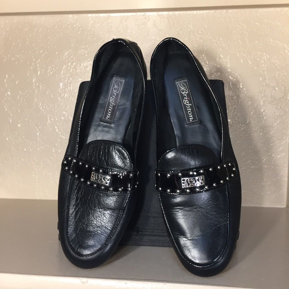 Brighton, Black Leather Loafer Shoes, Flats